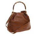 GUCCI Bamboo Shoulder Bag Leather 2way Brown 56298