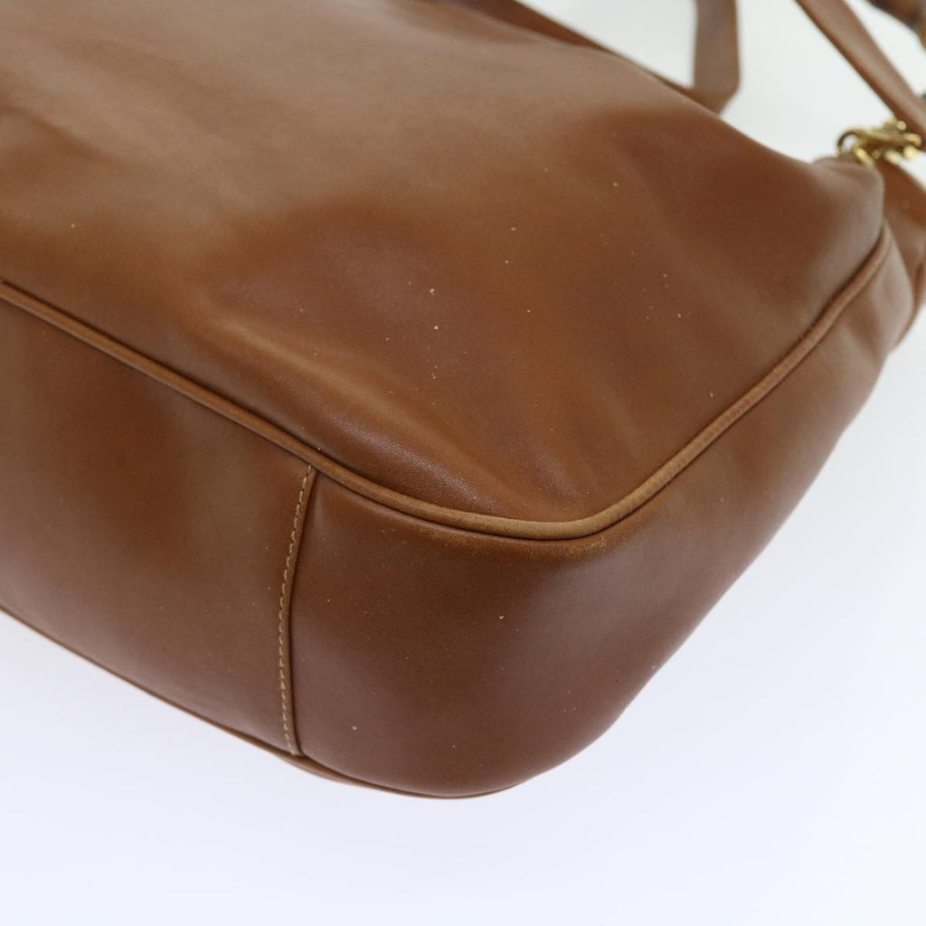 GUCCI Bamboo Shoulder Bag Leather 2way Brown 56298