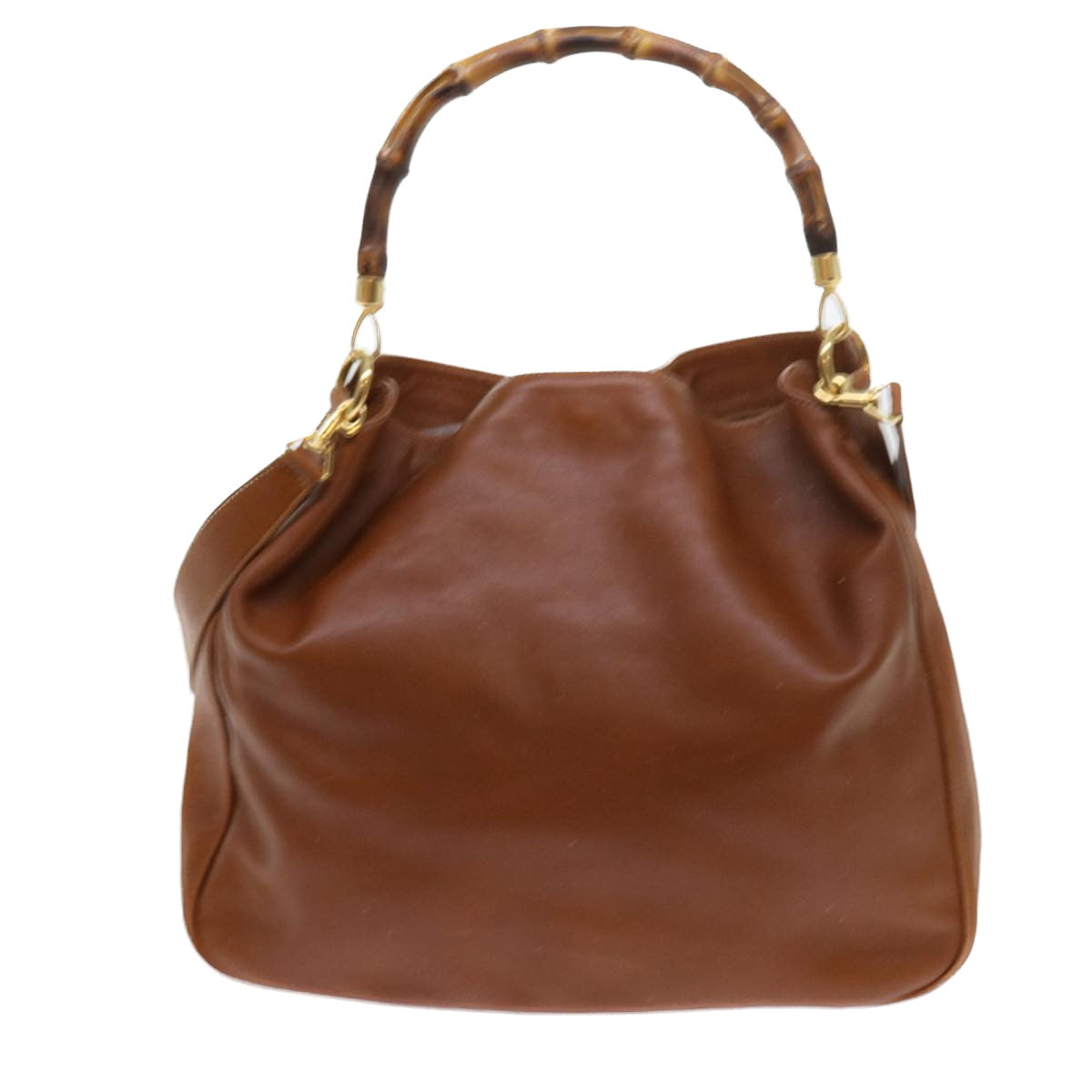 GUCCI Bamboo Shoulder Bag Leather 2way Brown 56298