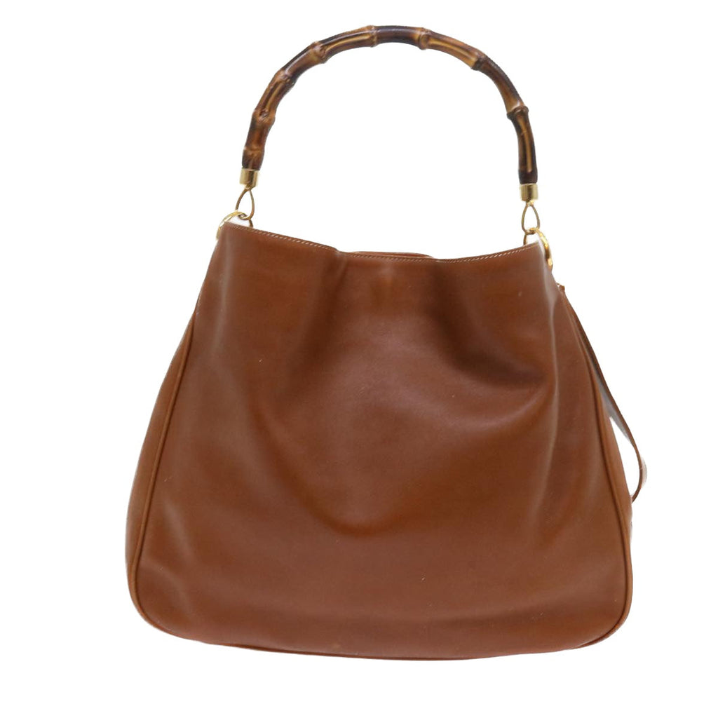 GUCCI Bamboo Shoulder Bag Leather 2way Brown 56298