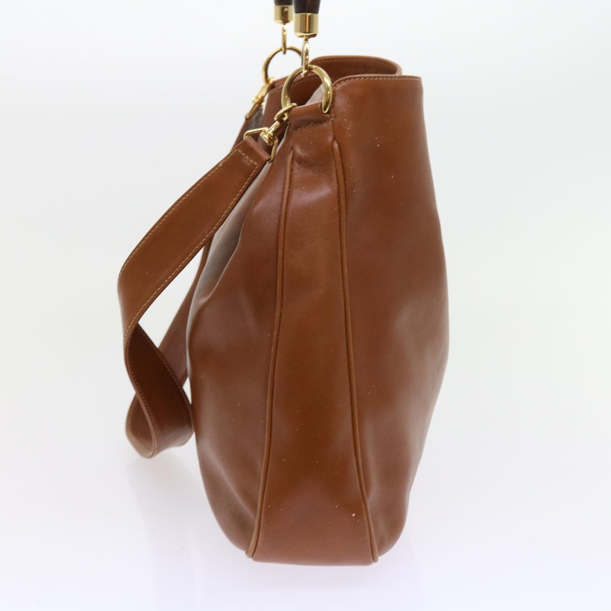 GUCCI Bamboo Shoulder Bag Leather 2way Brown 56298