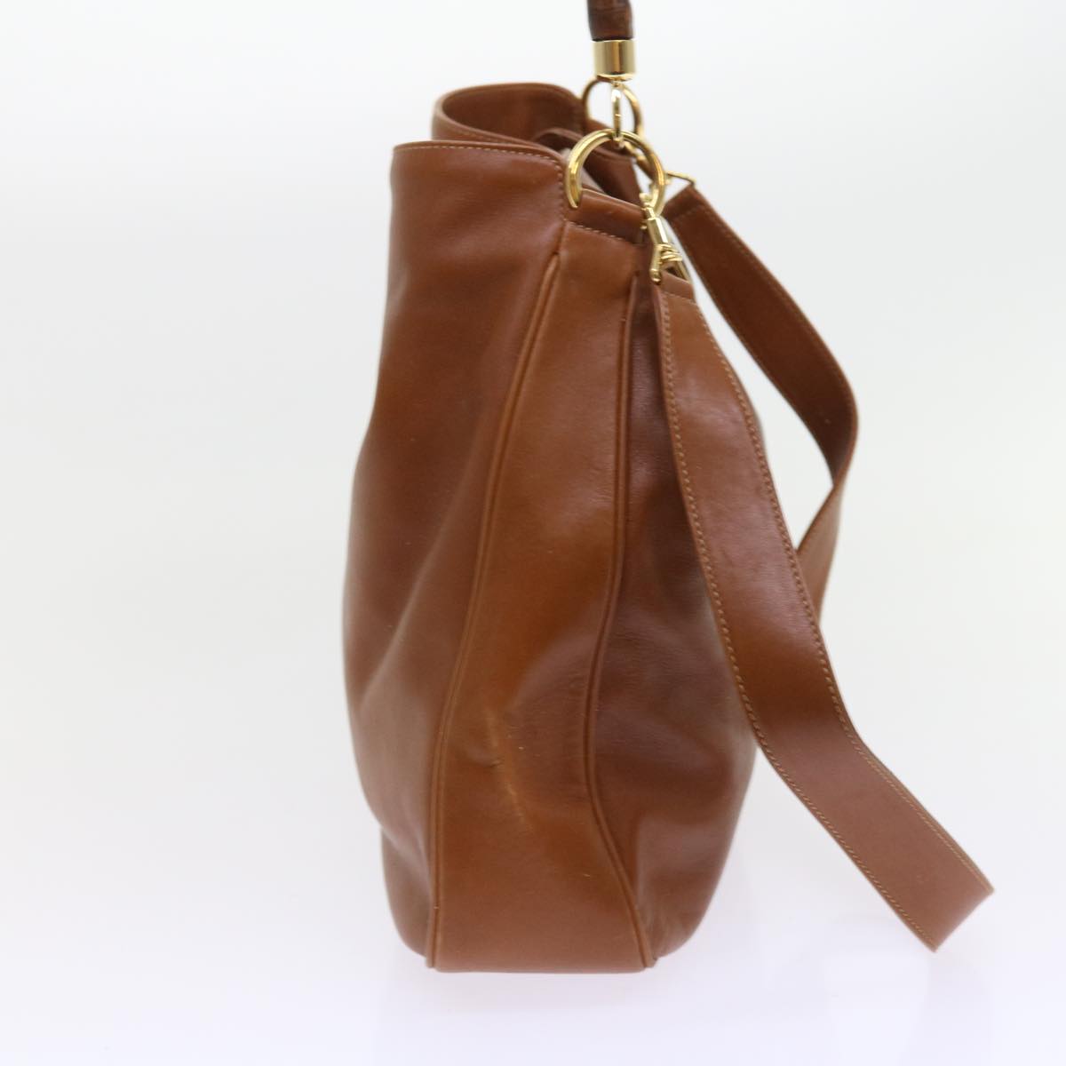 GUCCI Bamboo Shoulder Bag Leather 2way Brown 56298