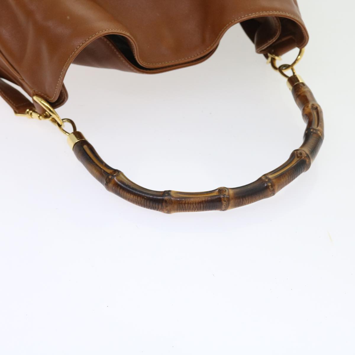 GUCCI Bamboo Shoulder Bag Leather 2way Brown 56298