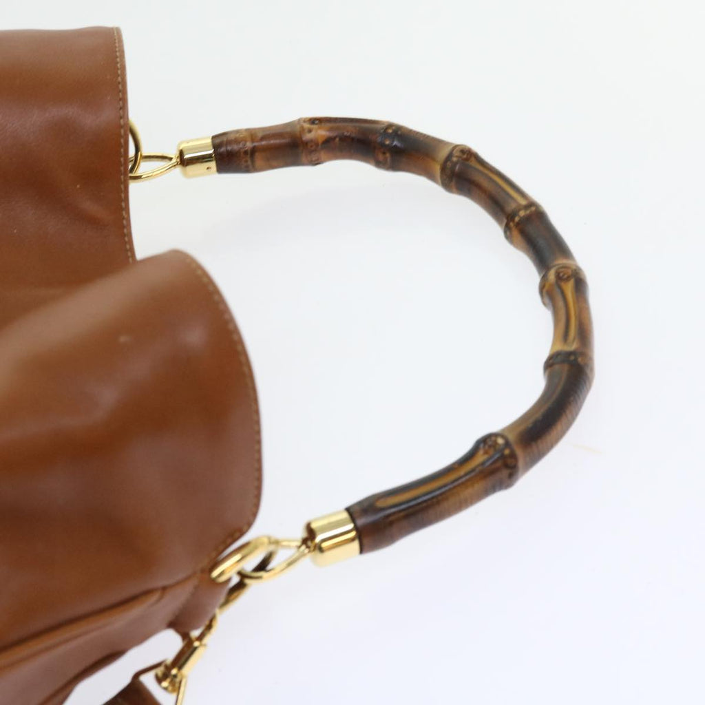 GUCCI Bamboo Shoulder Bag Leather 2way Brown 56298