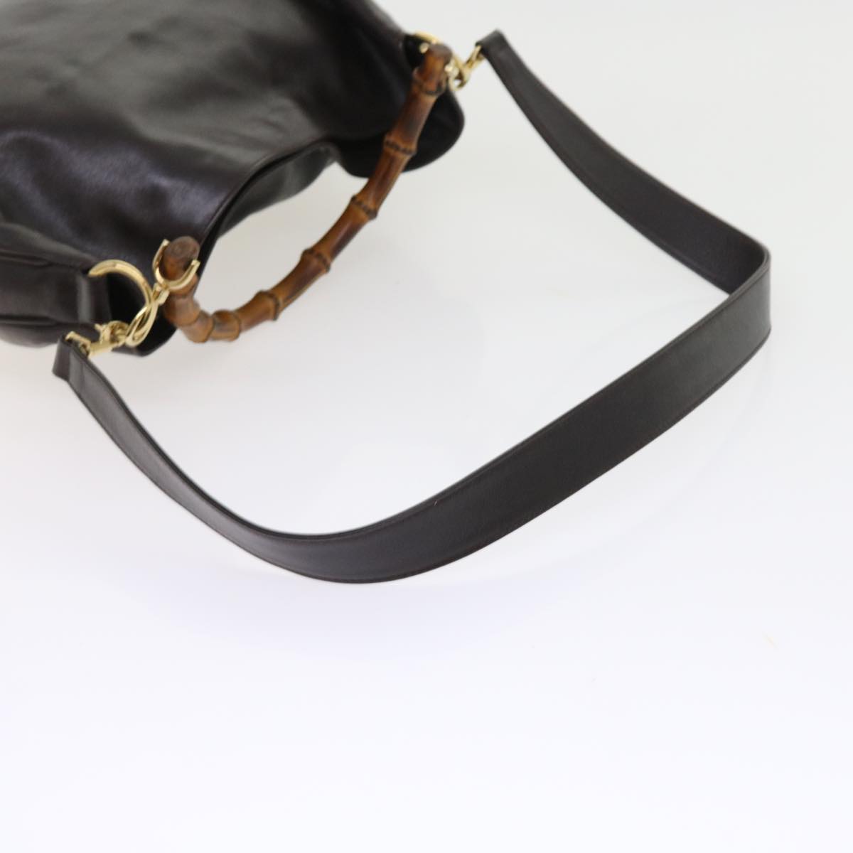 GUCCI Bamboo Shoulder Bag Leather 2way Brown 56299