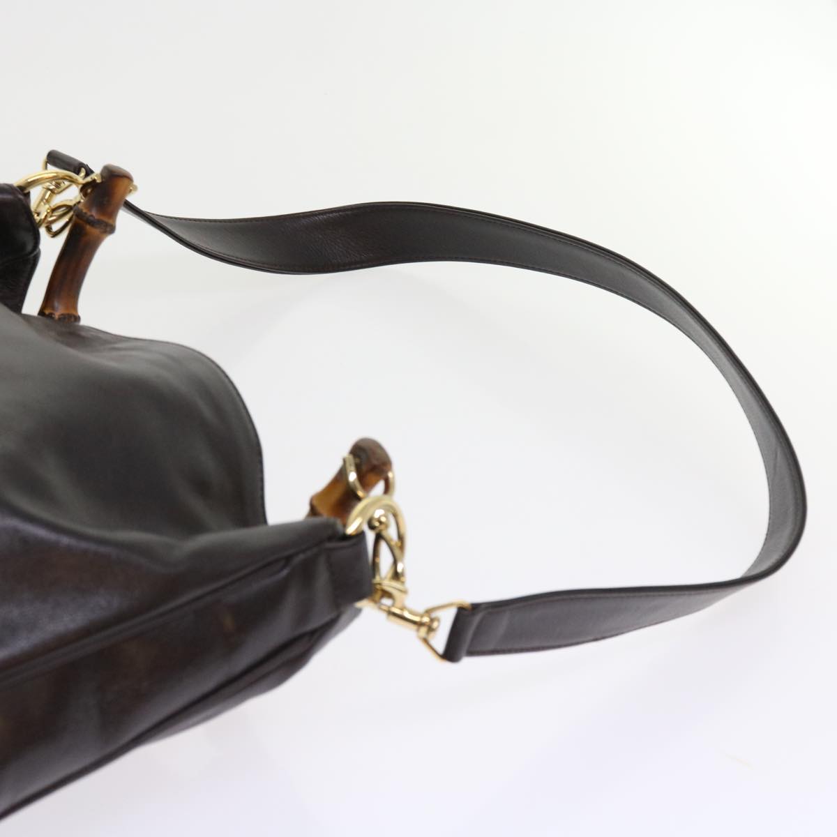 GUCCI Bamboo Shoulder Bag Leather 2way Brown 56299