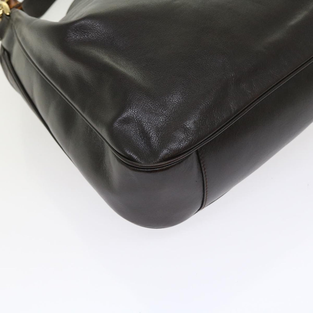 GUCCI Bamboo Shoulder Bag Leather 2way Brown 56299