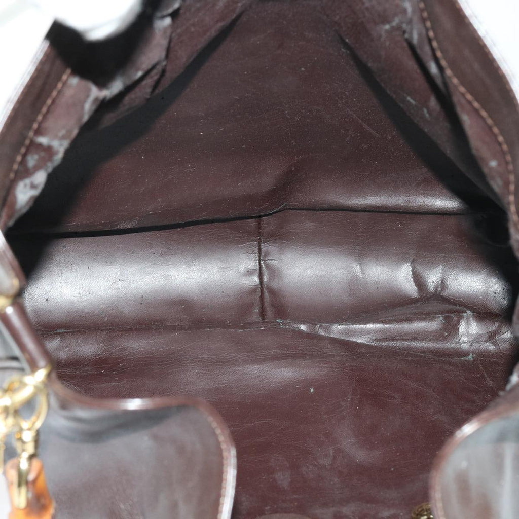 GUCCI Bamboo Shoulder Bag Leather 2way Brown 56299