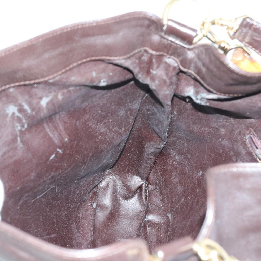 GUCCI Bamboo Shoulder Bag Leather 2way Brown 56299