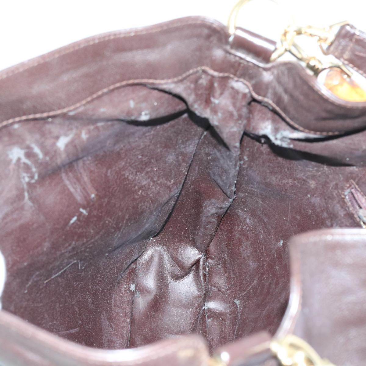 GUCCI Bamboo Shoulder Bag Leather 2way Brown 56299