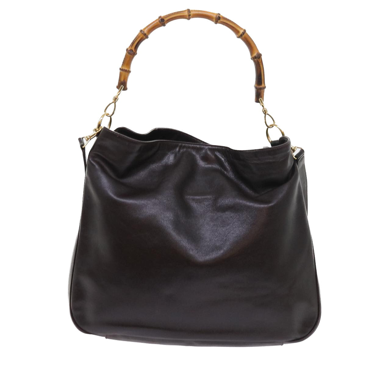 GUCCI Bamboo Shoulder Bag Leather 2way Brown 56299