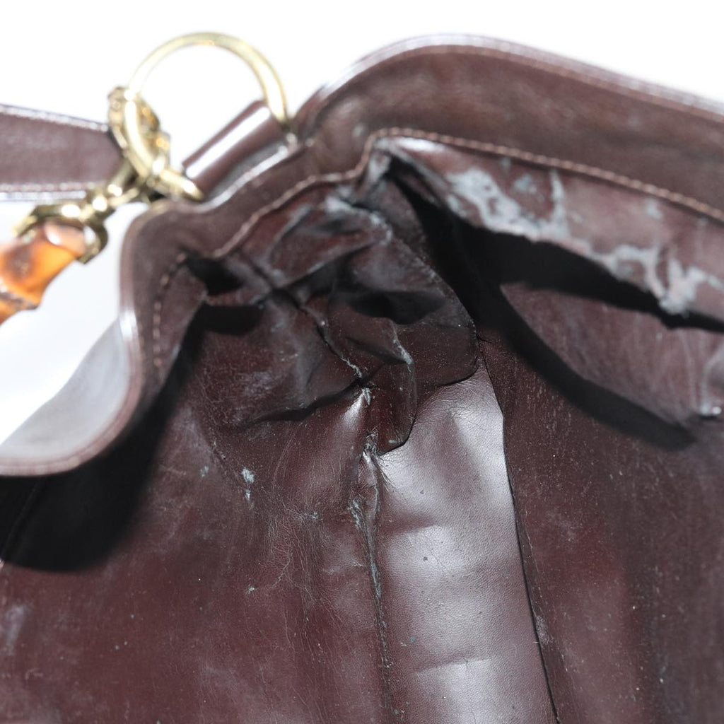 GUCCI Bamboo Shoulder Bag Leather 2way Brown 56299