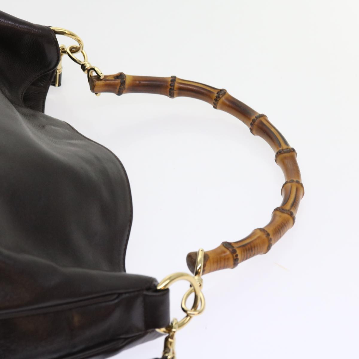 GUCCI Bamboo Shoulder Bag Leather 2way Brown 56299