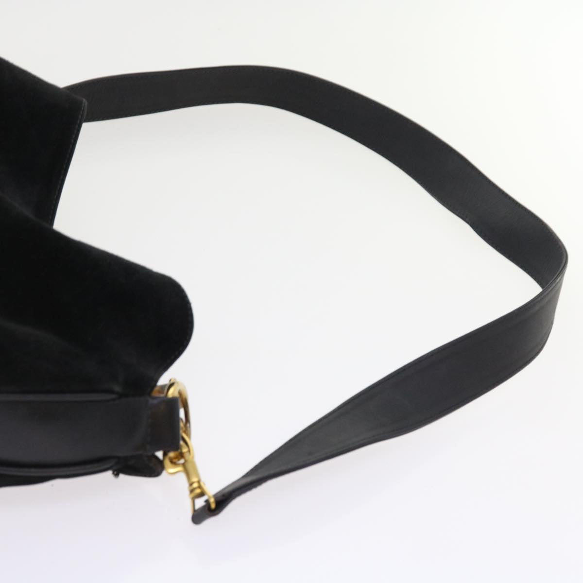 GUCCI Bamboo Shoulder Bag Suede 2way Black 56300