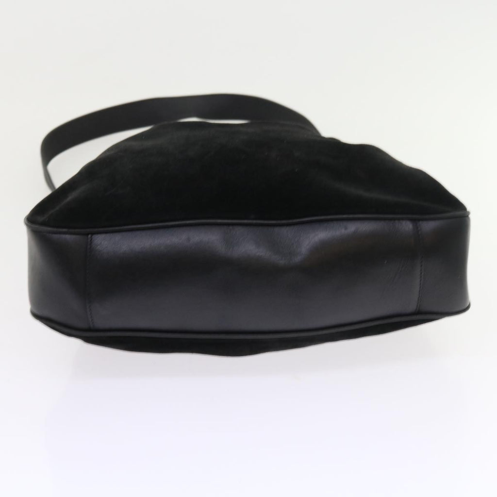 GUCCI Bamboo Shoulder Bag Suede 2way Black 56300