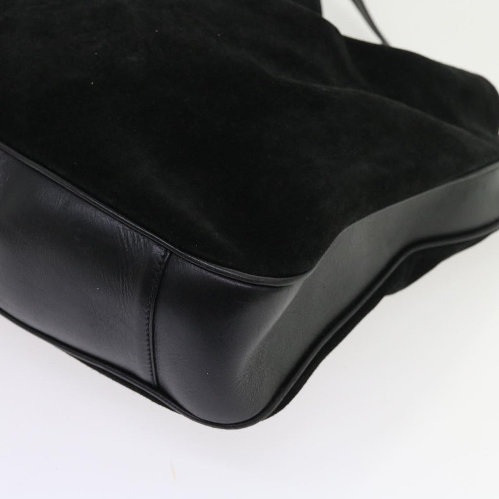 GUCCI Bamboo Shoulder Bag Suede 2way Black 56300