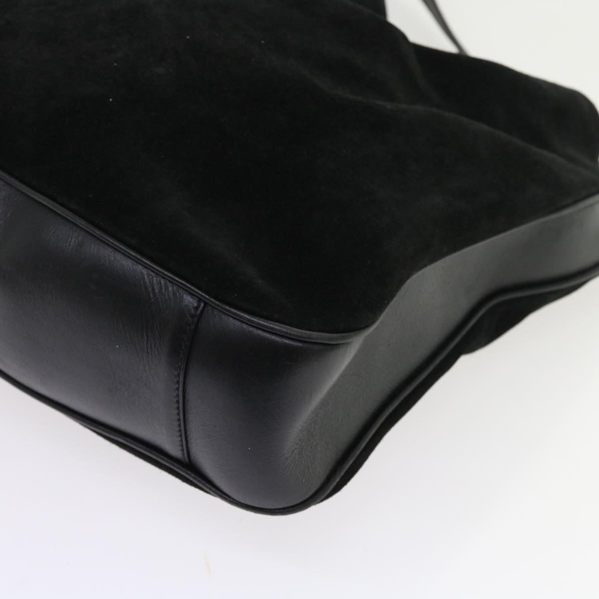 GUCCI Bamboo Shoulder Bag Suede 2way Black 56300
