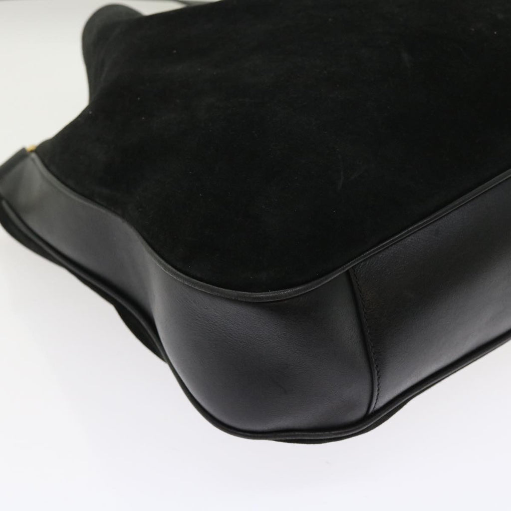 GUCCI Bamboo Shoulder Bag Suede 2way Black 56300