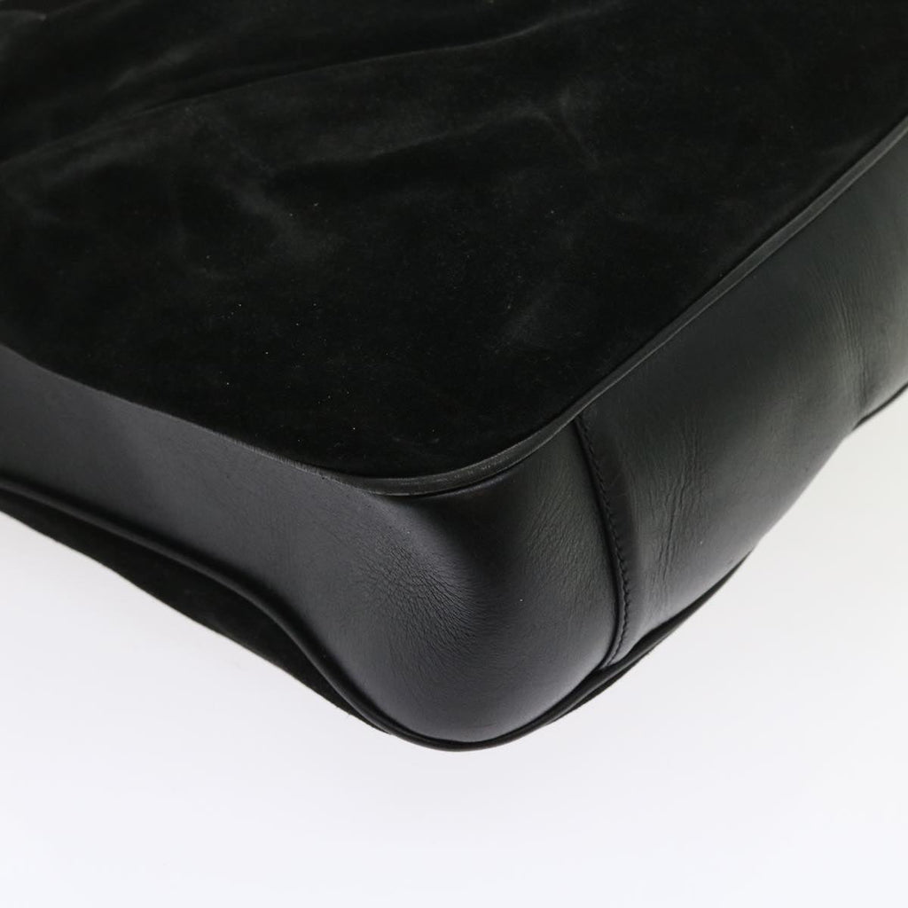 GUCCI Bamboo Shoulder Bag Suede 2way Black 56300