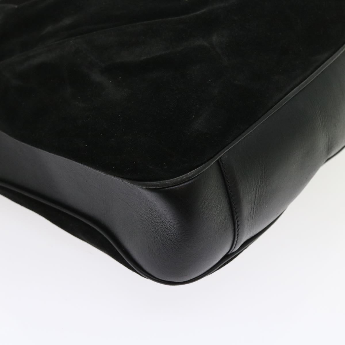 GUCCI Bamboo Shoulder Bag Suede 2way Black 56300