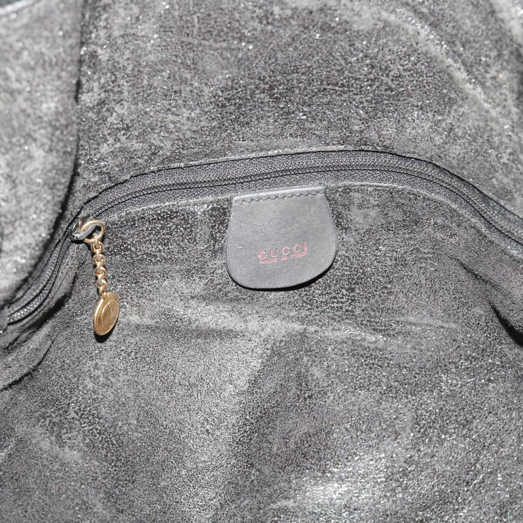 GUCCI Bamboo Shoulder Bag Suede 2way Black 56300