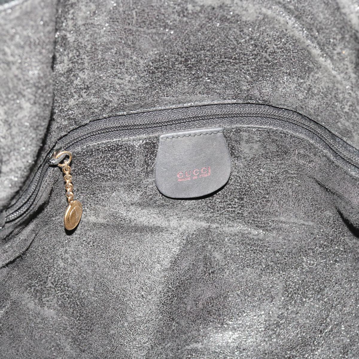 GUCCI Bamboo Shoulder Bag Suede 2way Black 56300