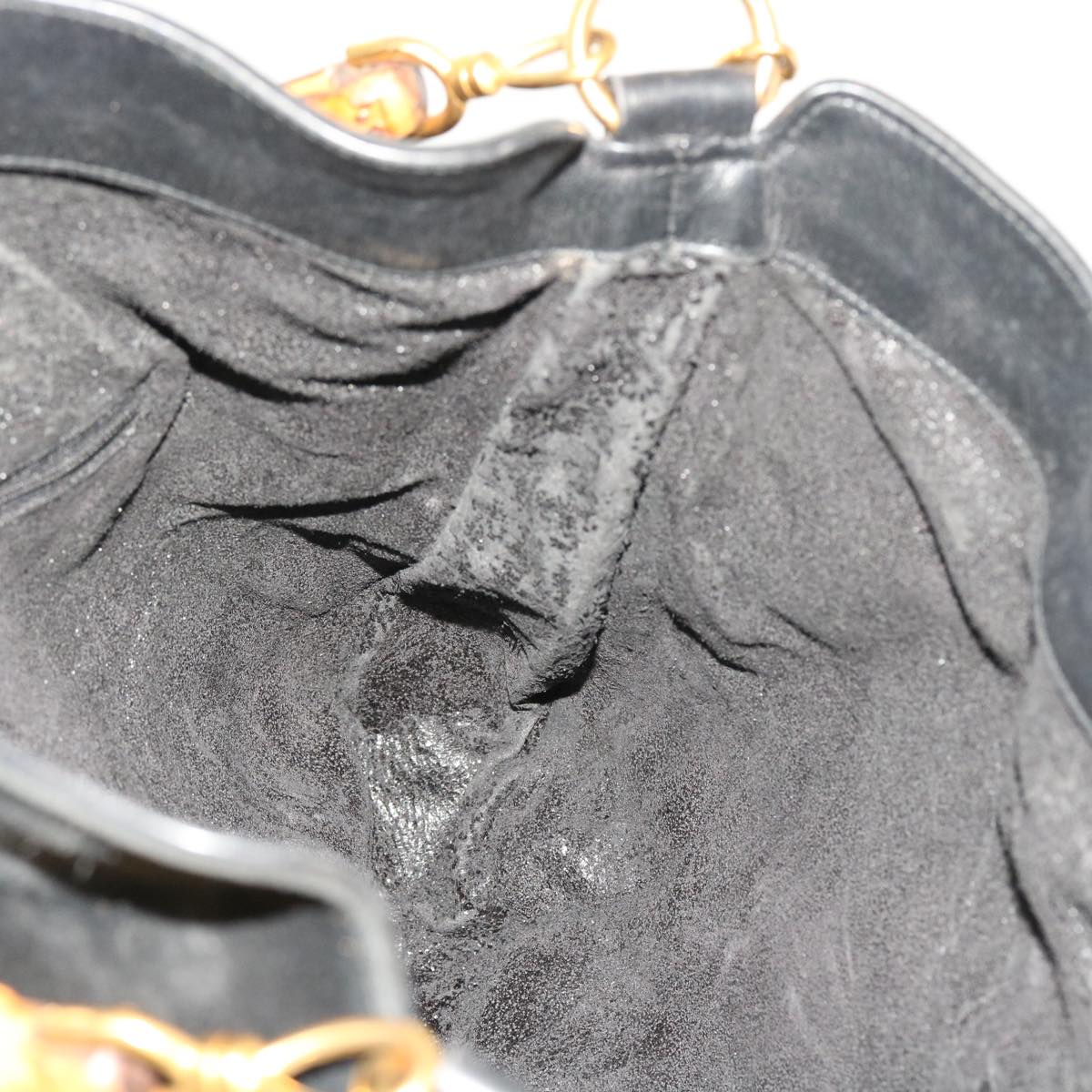 GUCCI Bamboo Shoulder Bag Suede 2way Black 56300