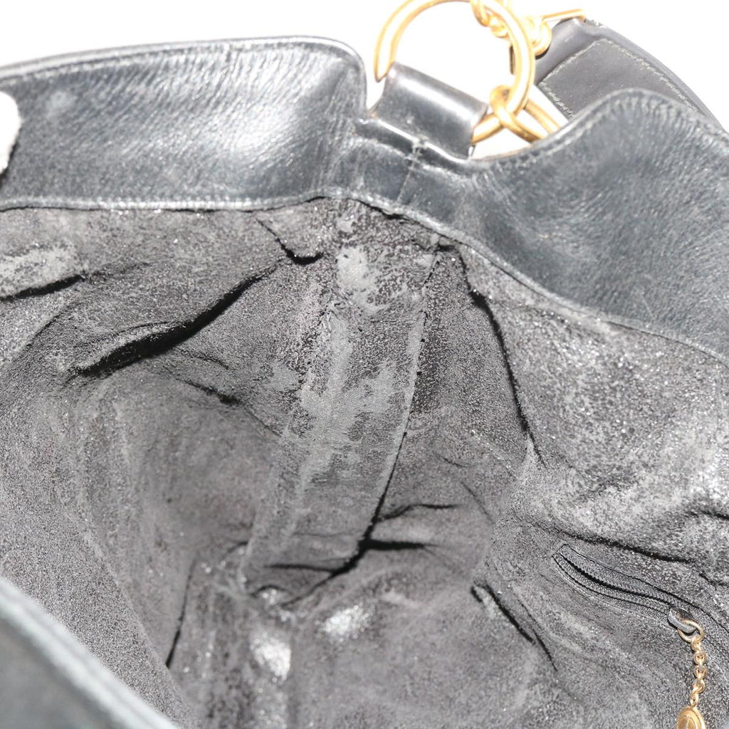 GUCCI Bamboo Shoulder Bag Suede 2way Black 56300