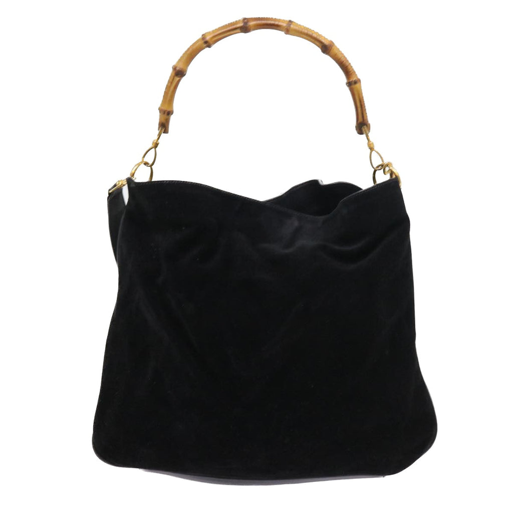 GUCCI Bamboo Shoulder Bag Suede 2way Black 56300