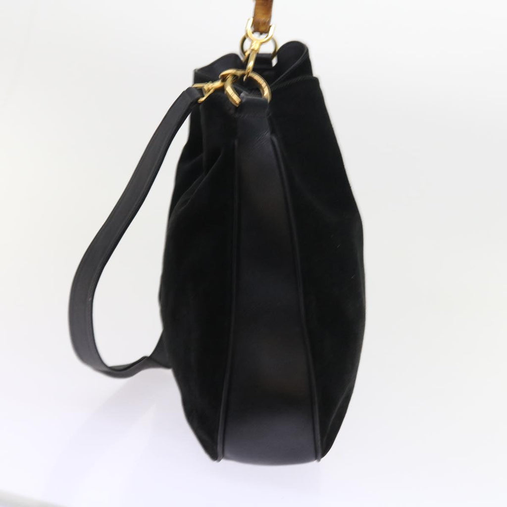 GUCCI Bamboo Shoulder Bag Suede 2way Black 56300