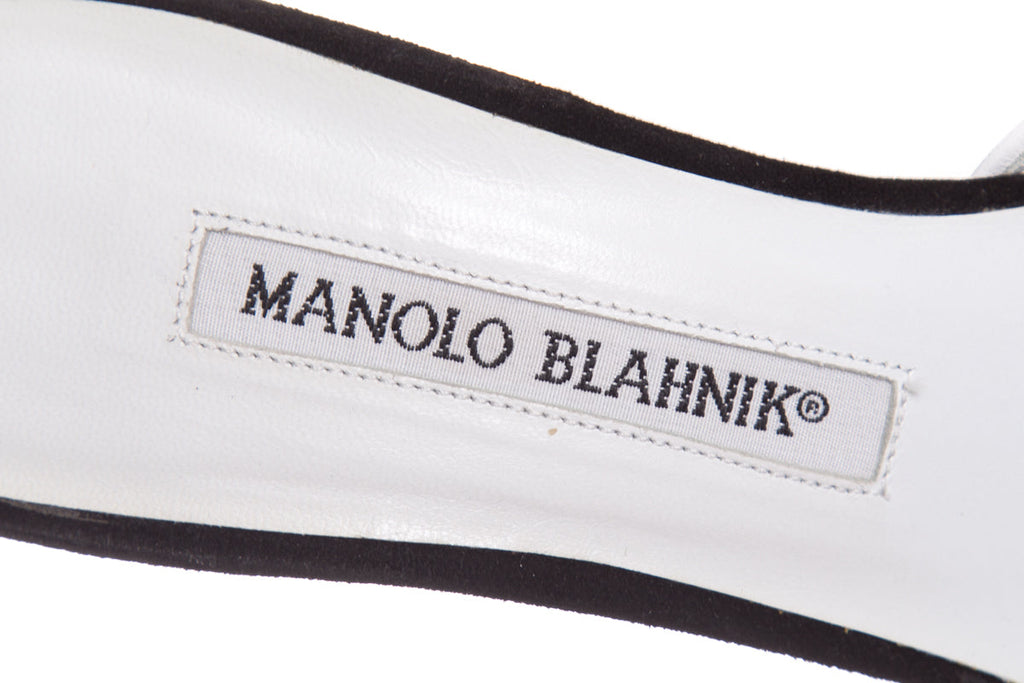 Manolo Blahnik Black & White Mules SZ 35.5