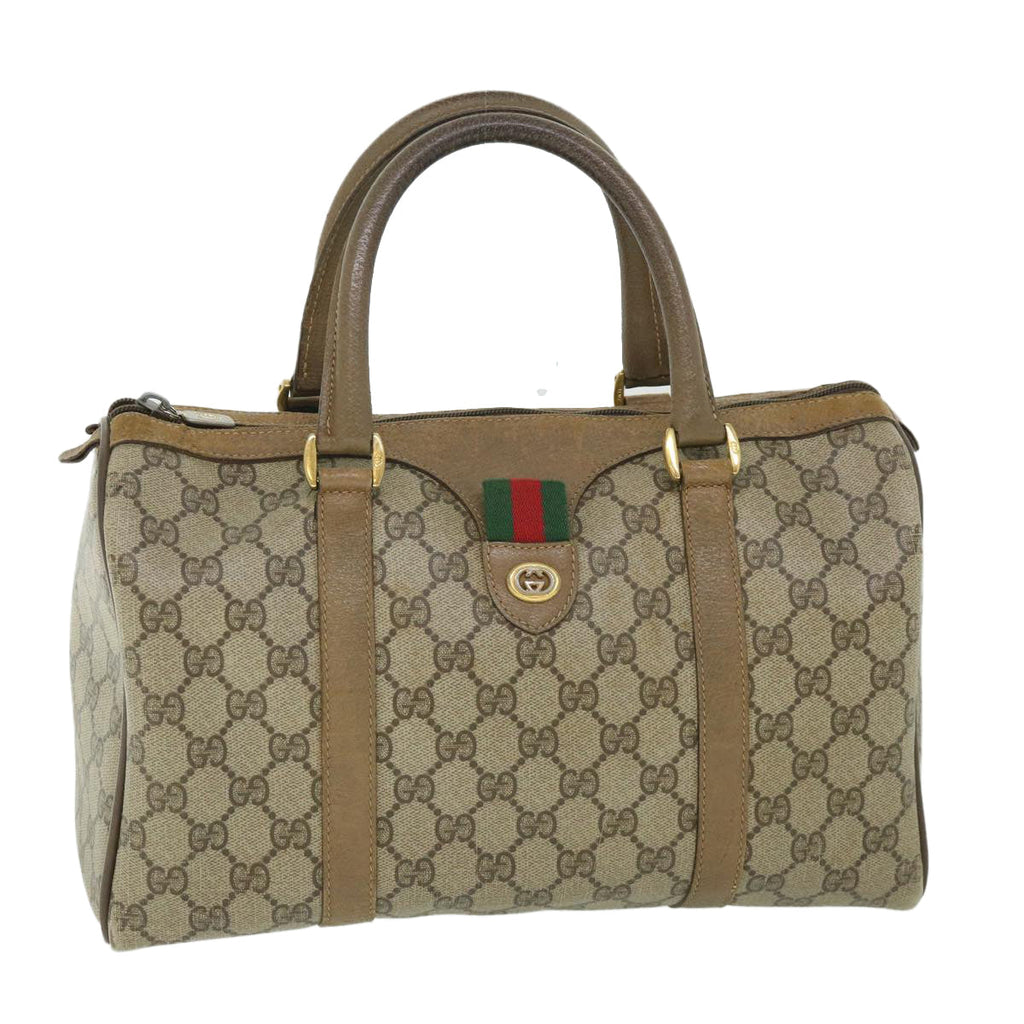 GUCCI GG Supreme Web Sherry Line Hand Bag Beige Red Green 40 02 007 56312
