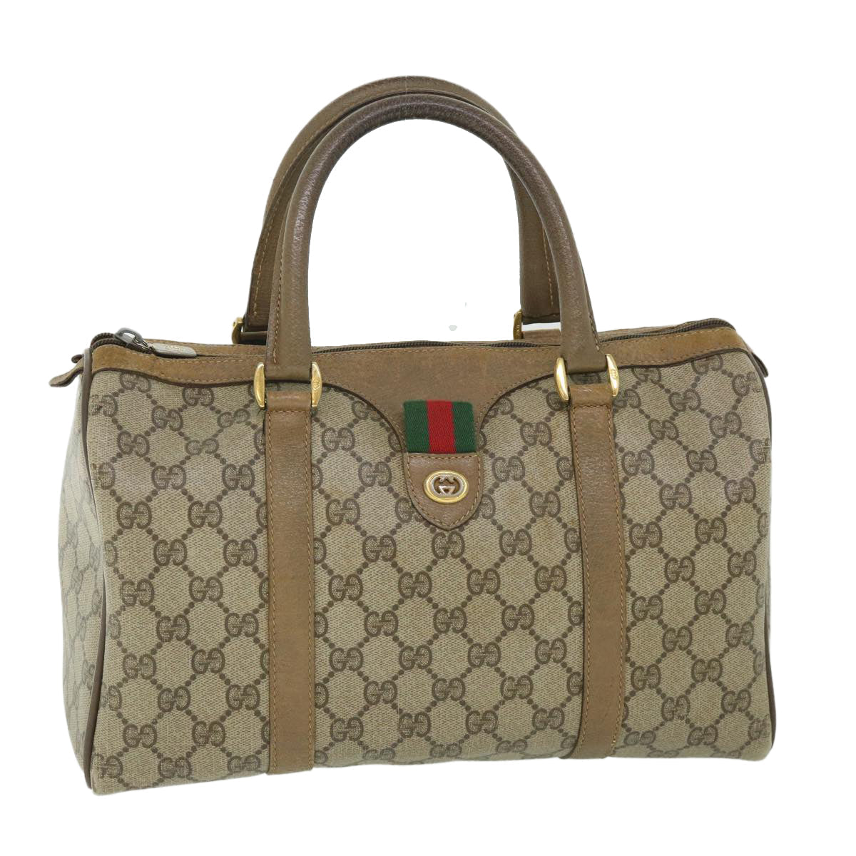 GUCCI GG Supreme Web Sherry Line Hand Bag Beige Red Green 40 02 007 56312