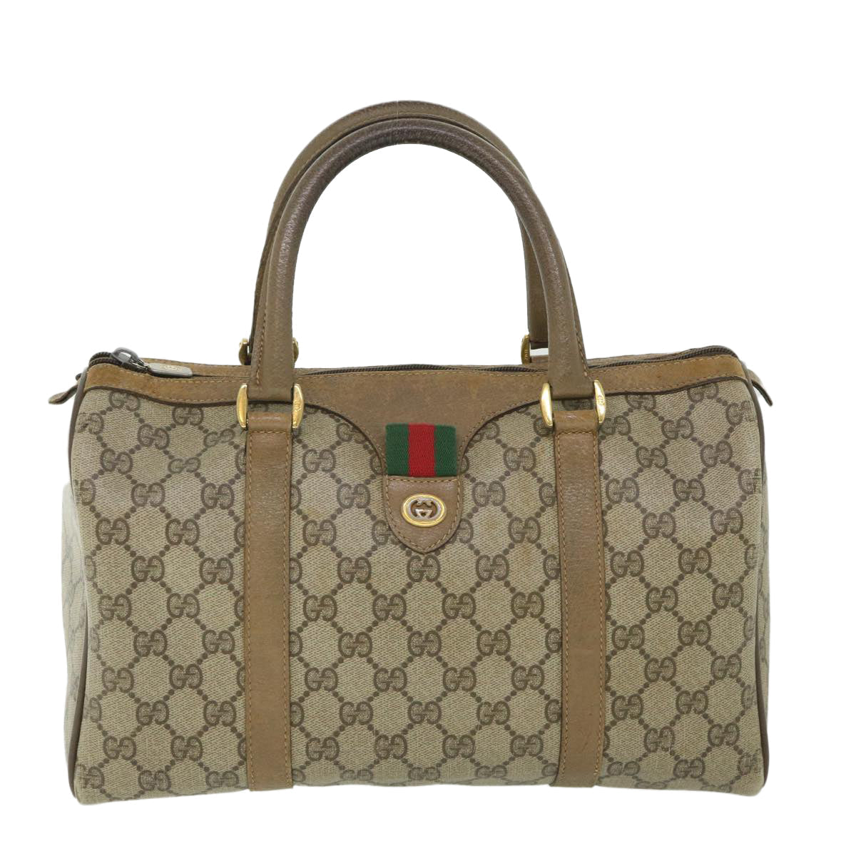 GUCCI GG Supreme Web Sherry Line Hand Bag Beige Red Green 40 02 007 56312