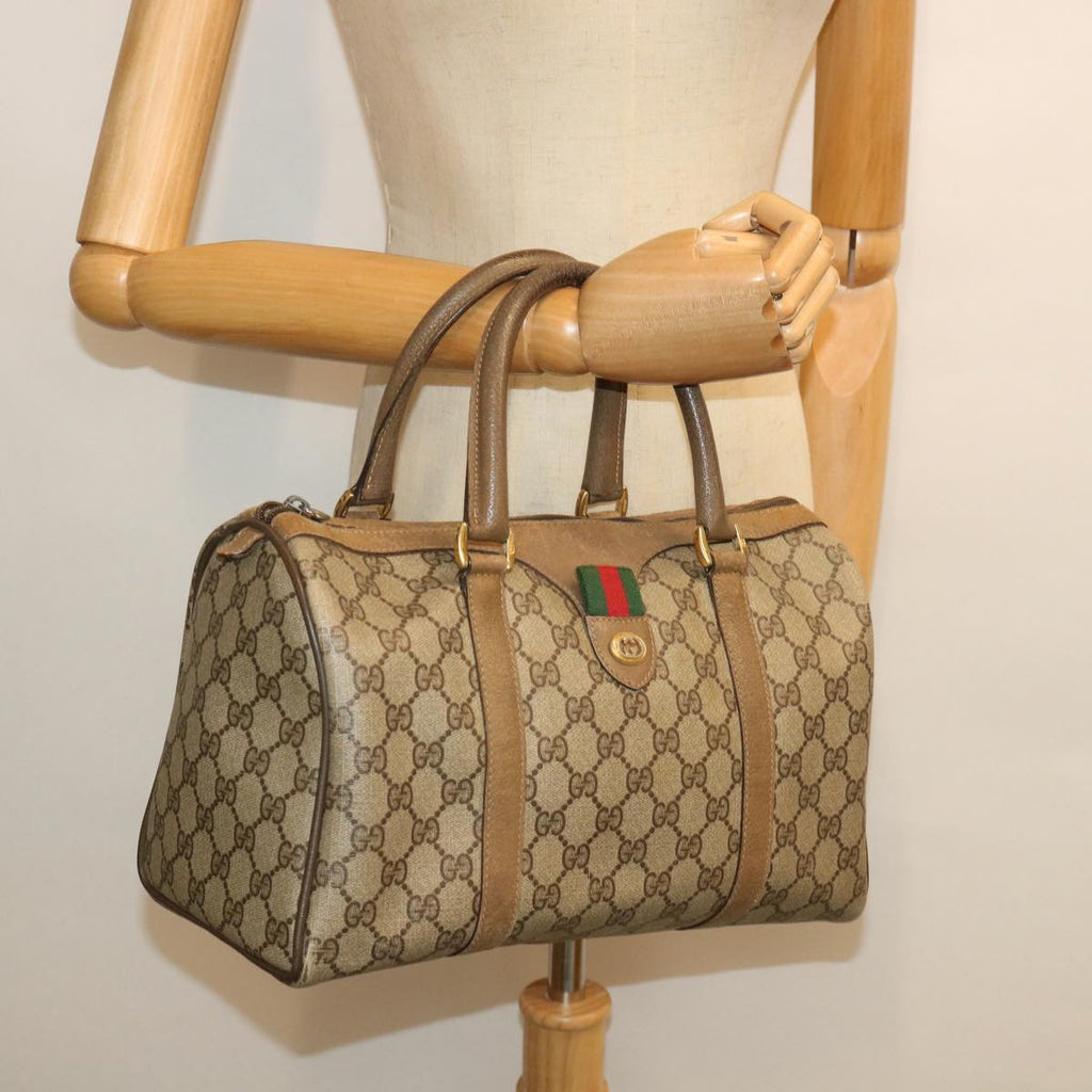 GUCCI GG Supreme Web Sherry Line Hand Bag Beige Red Green 40 02 007 56312