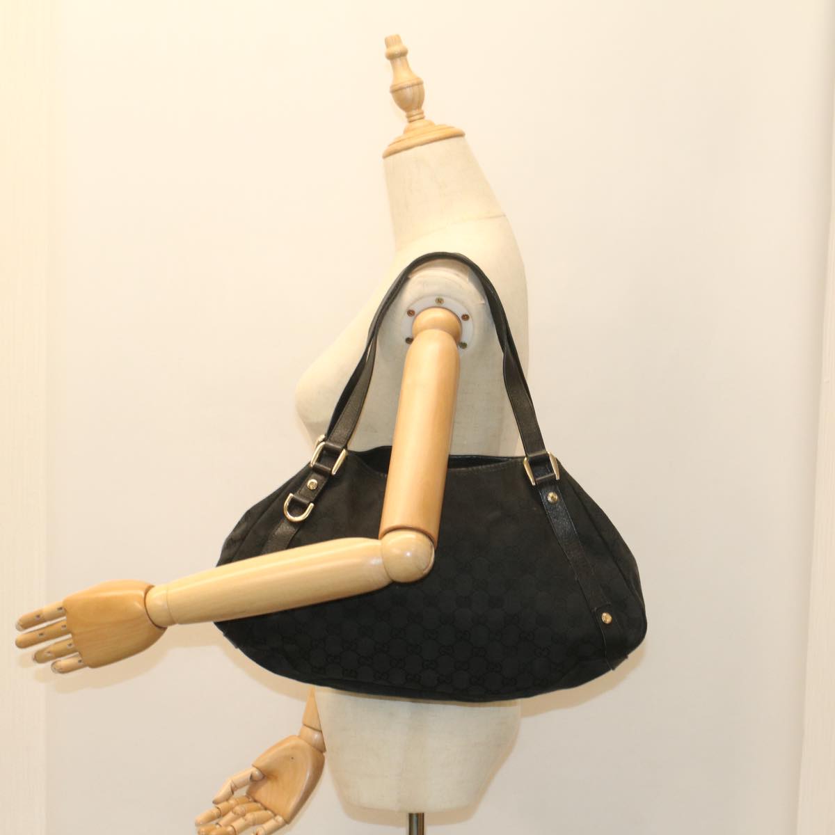 GUCCI GG Canvas Tote Bag Black 130736 56317