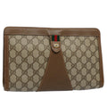 GUCCI GG Supreme Web Sherry Line Clutch Bag Beige Red Green 89 01 033 56366