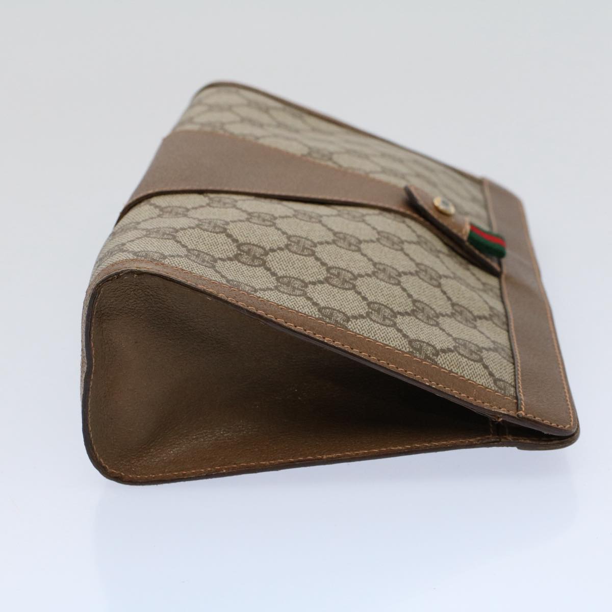 GUCCI GG Supreme Web Sherry Line Clutch Bag Beige Red Green 89 01 033 56366