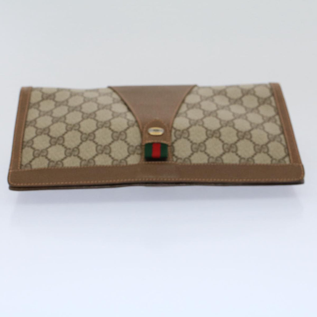 GUCCI GG Supreme Web Sherry Line Clutch Bag Beige Red Green 89 01 033 56366