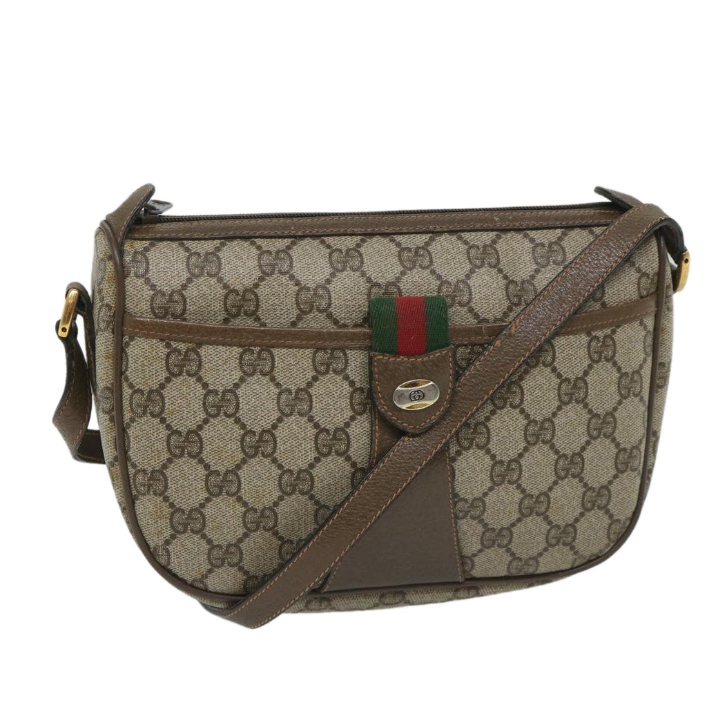 GUCCI GG Supreme Web Sherry Line Shoulder Bag Beige Red 89 02 032 56367
