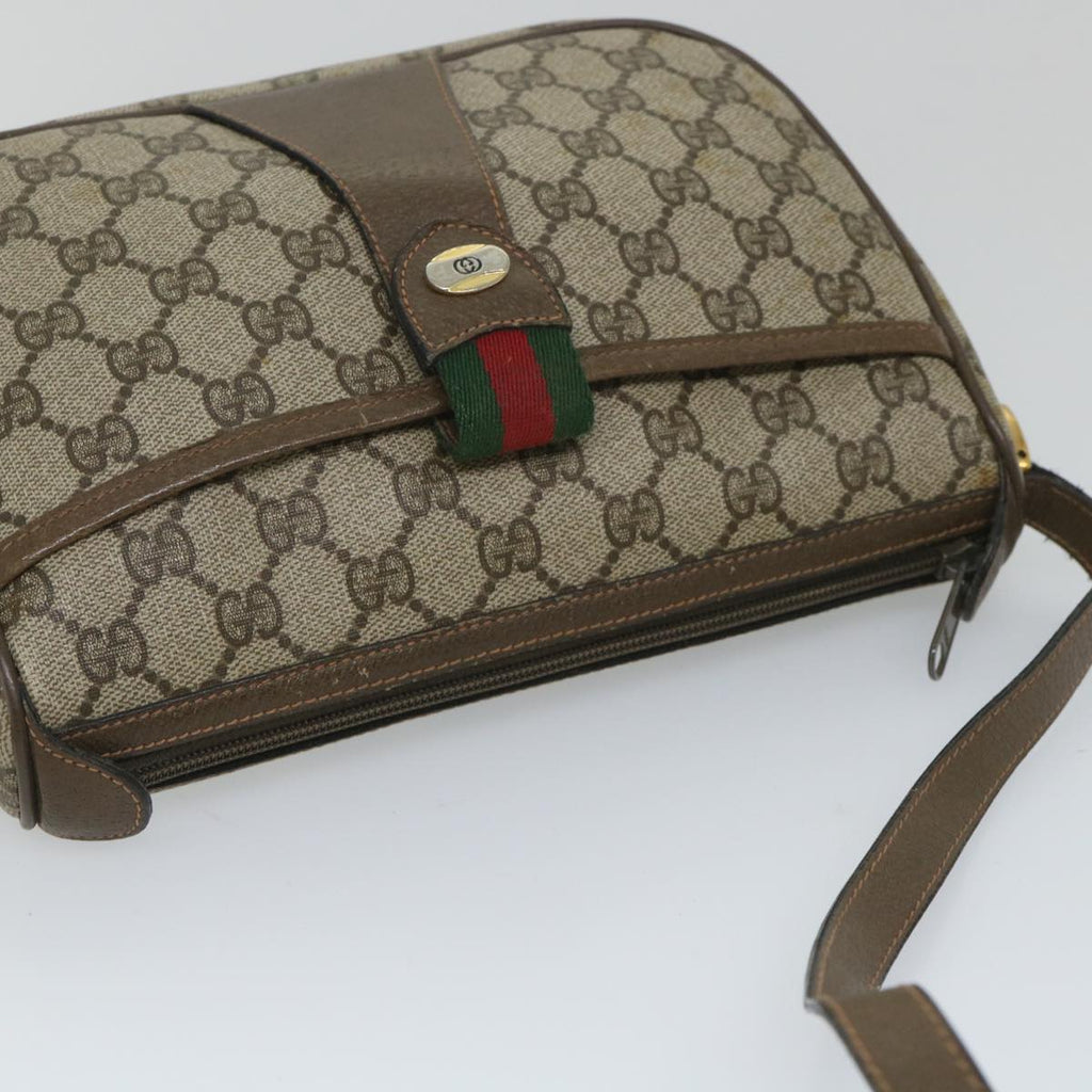 GUCCI GG Supreme Web Sherry Line Shoulder Bag Beige Red 89 02 032 56367
