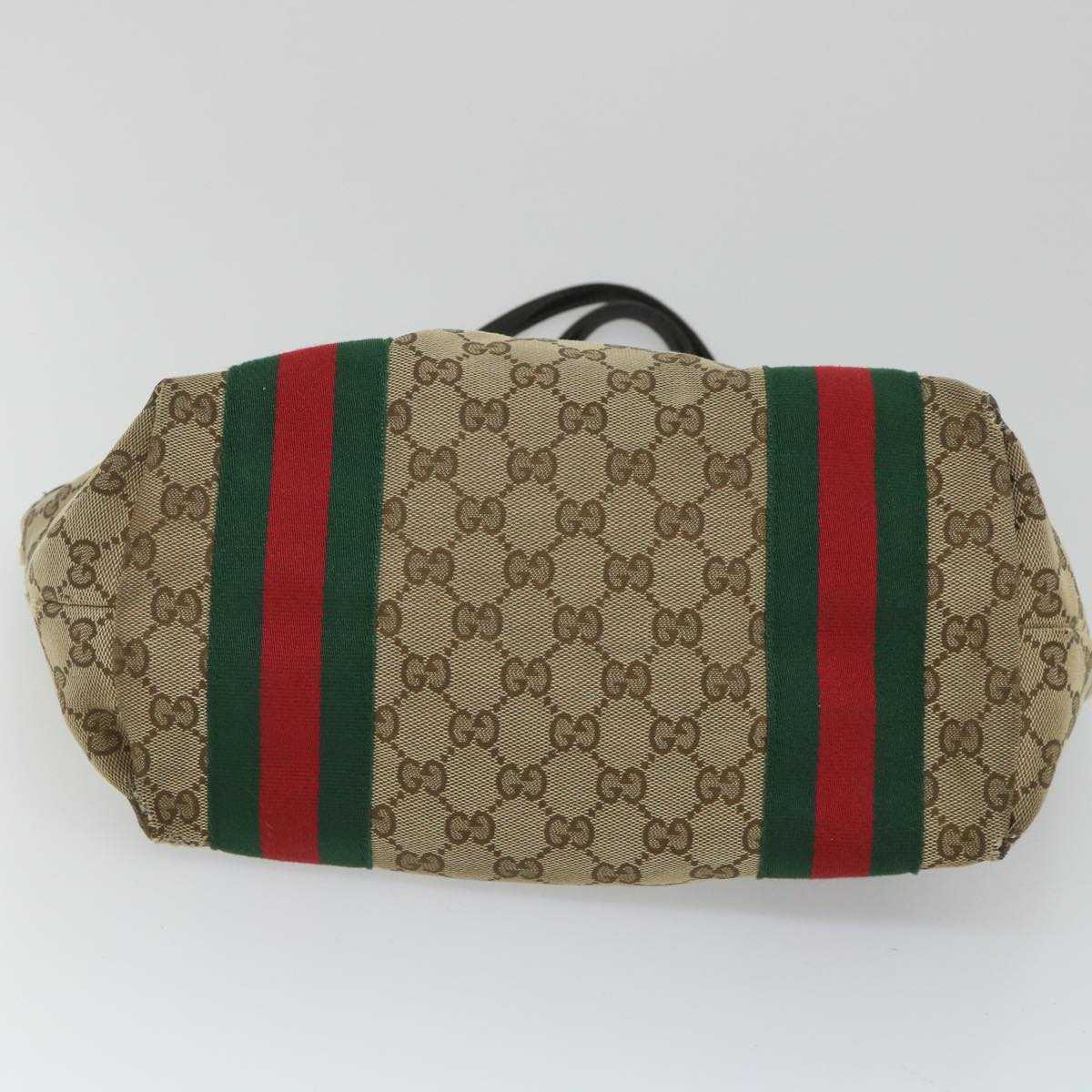 GUCCI GG Canvas Web Sherry Line Tote Bag Beige Red Green 211971 56389