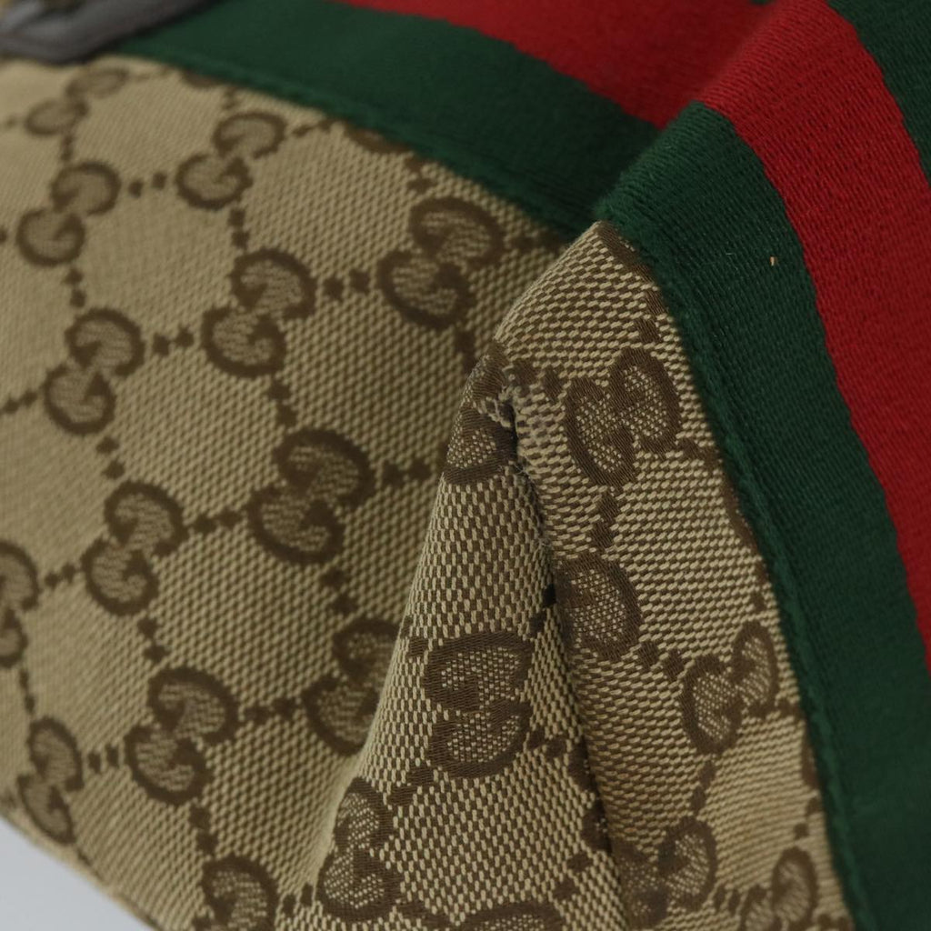 GUCCI GG Canvas Web Sherry Line Tote Bag Beige Red Green 211971 56389