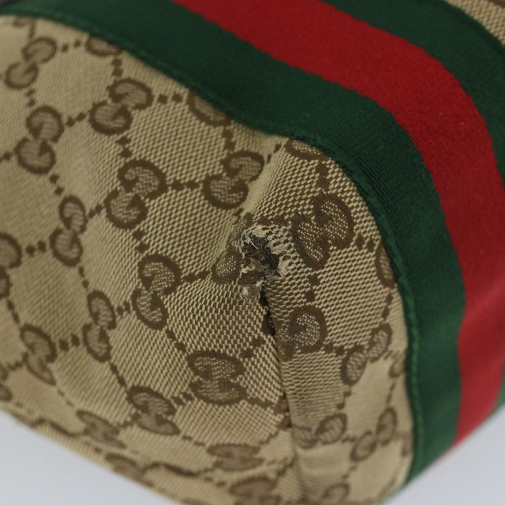 GUCCI GG Canvas Web Sherry Line Tote Bag Beige Red Green 211971 56389