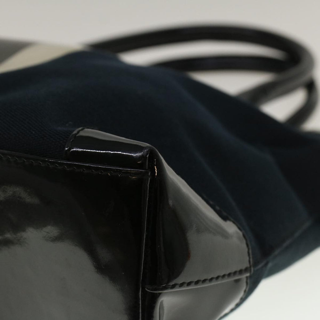 GUCCI Sherry Line Hand Bag Canvas Navy Black white 0021119 56397