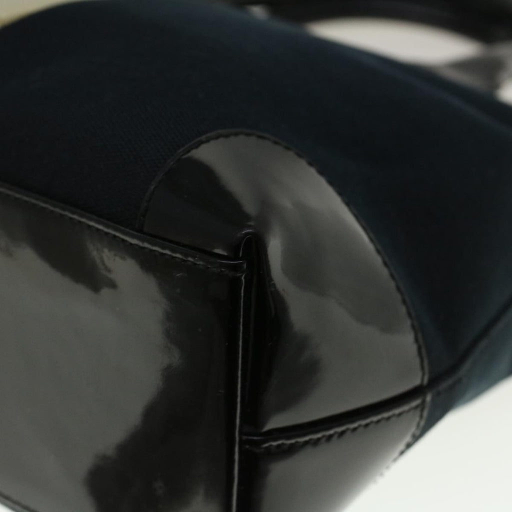 GUCCI Sherry Line Hand Bag Canvas Navy Black white 0021119 56397