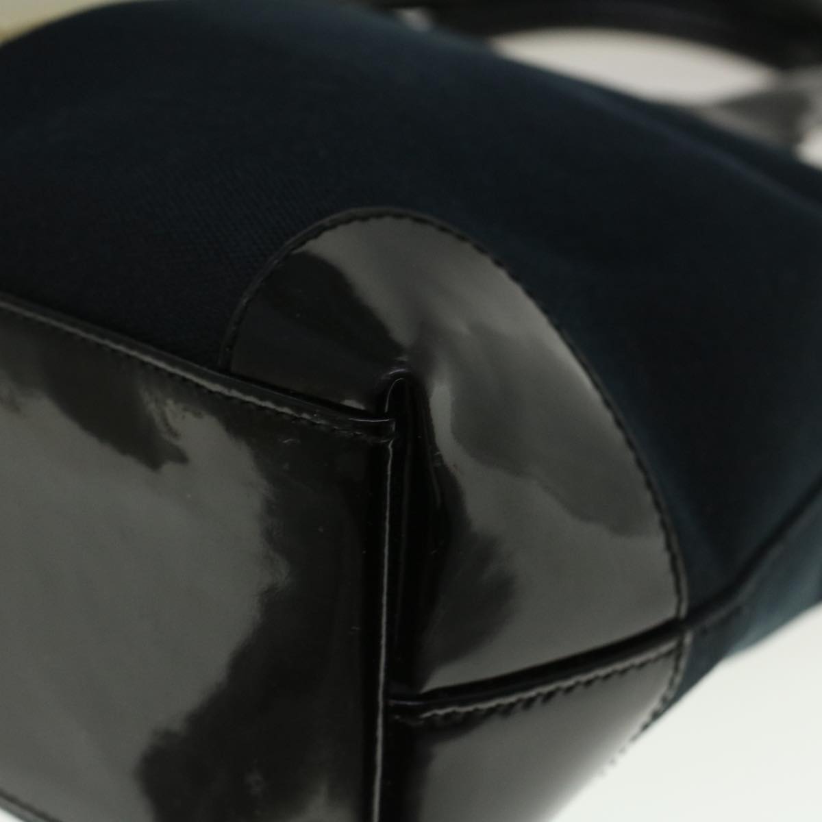 GUCCI Sherry Line Hand Bag Canvas Navy Black white 0021119 56397