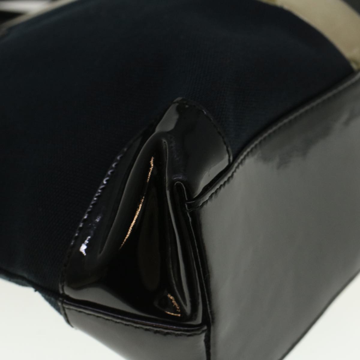 GUCCI Sherry Line Hand Bag Canvas Navy Black white 0021119 56397