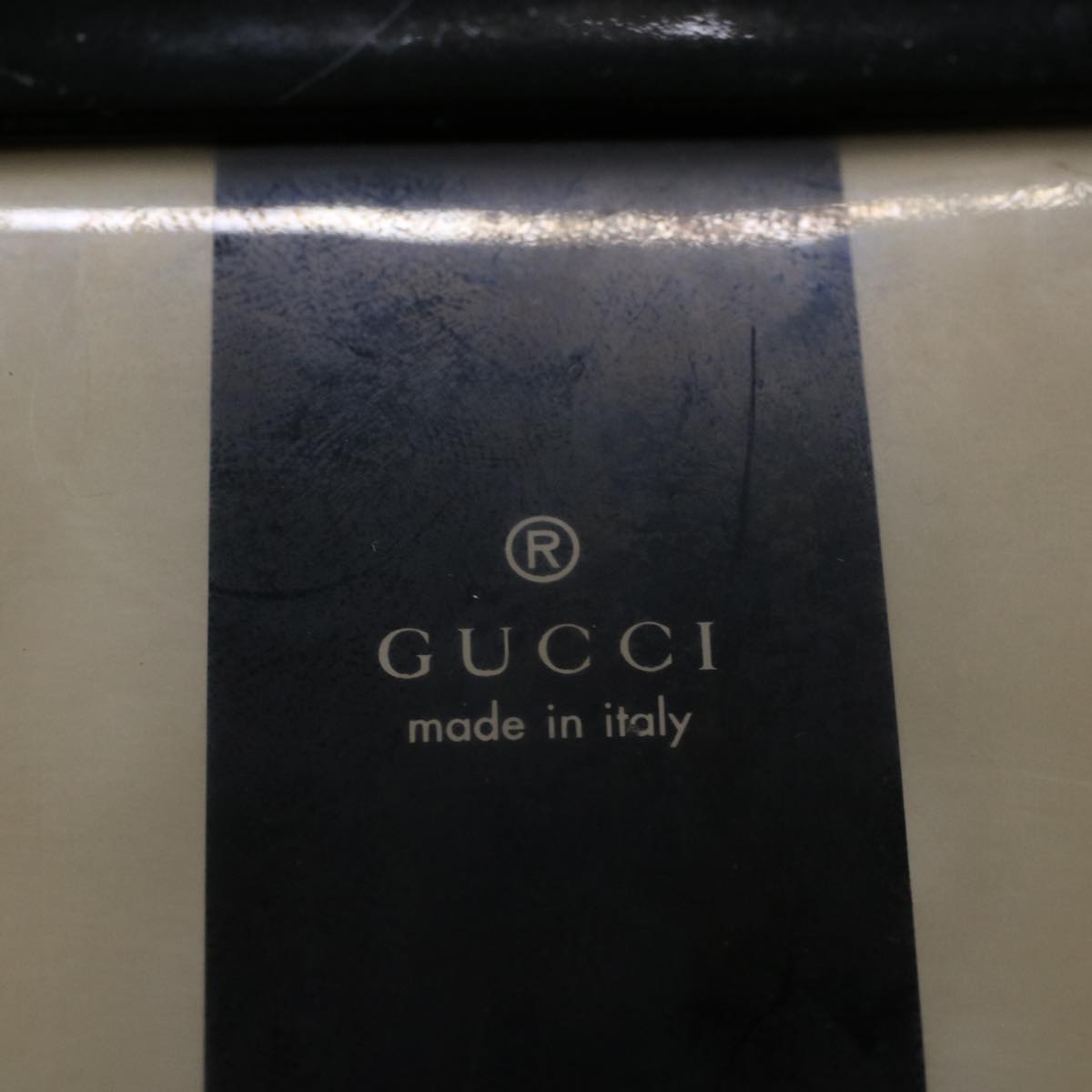 GUCCI Sherry Line Hand Bag Canvas Navy Black white 0021119 56397
