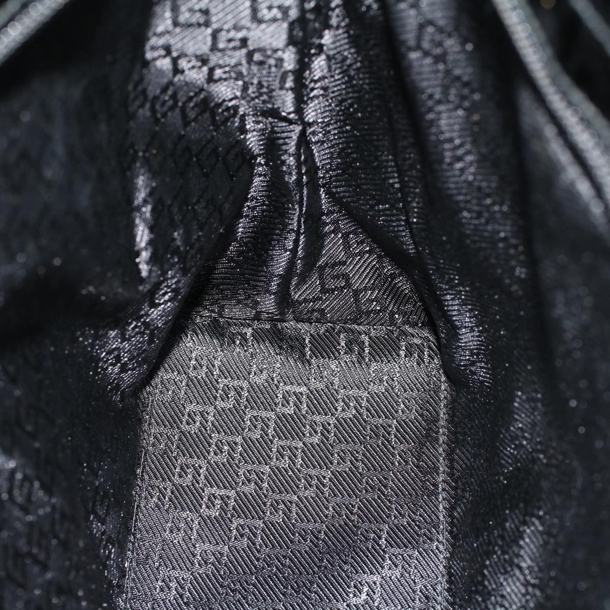 GUCCI Sherry Line Hand Bag Canvas Navy Black white 0021119 56397